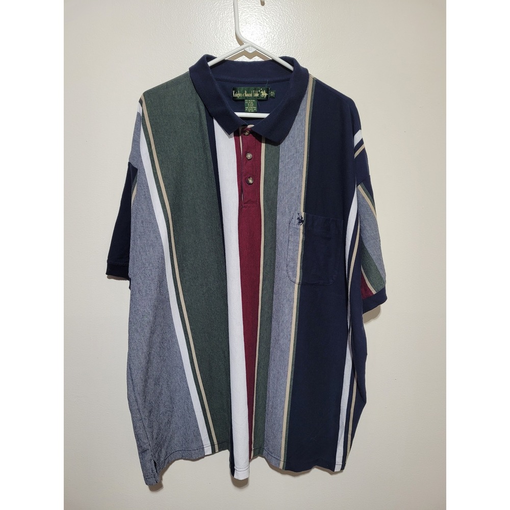 Knights of the Round Table Polo Mens 4X Big Multi Color Striped Retro